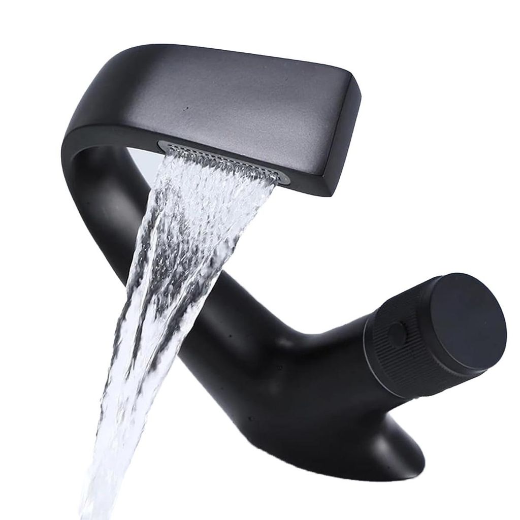 Massivmessing Waschbecken Wasserhahn,Wasserfall-Armatur,30% wassersparend,60cm flexiblen Zuleitungsschläuchen,hält 500.000 Benutzungen ohne Leckagen