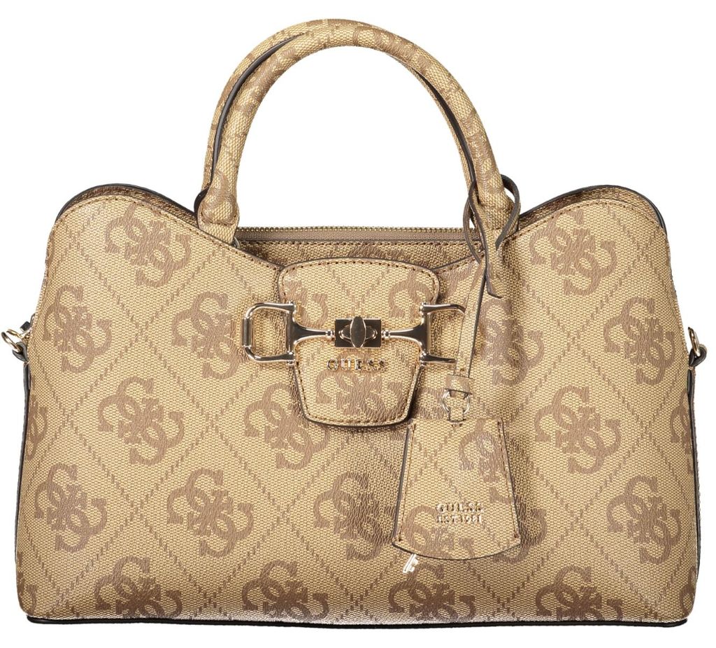 Elegante beige Handtasche: Vielseitig & stilvoll mit Logo-Details