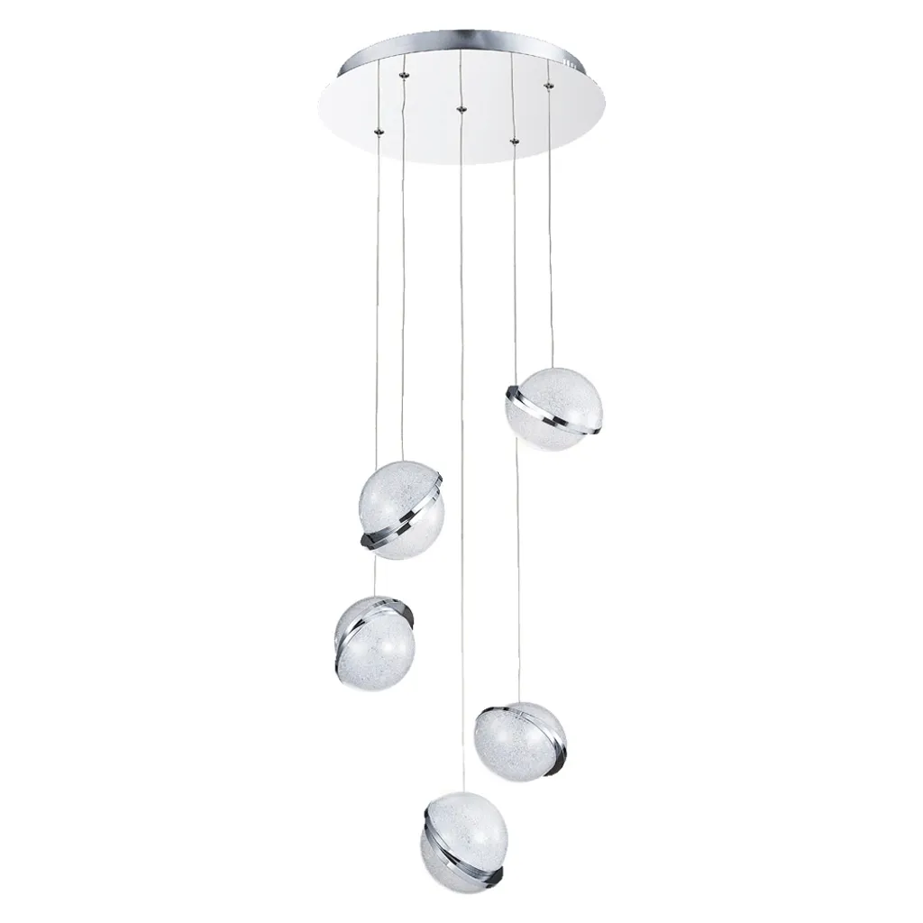 Lustre Suspension LED Design Cristal Argenté 40W 4000K Style Moderne
