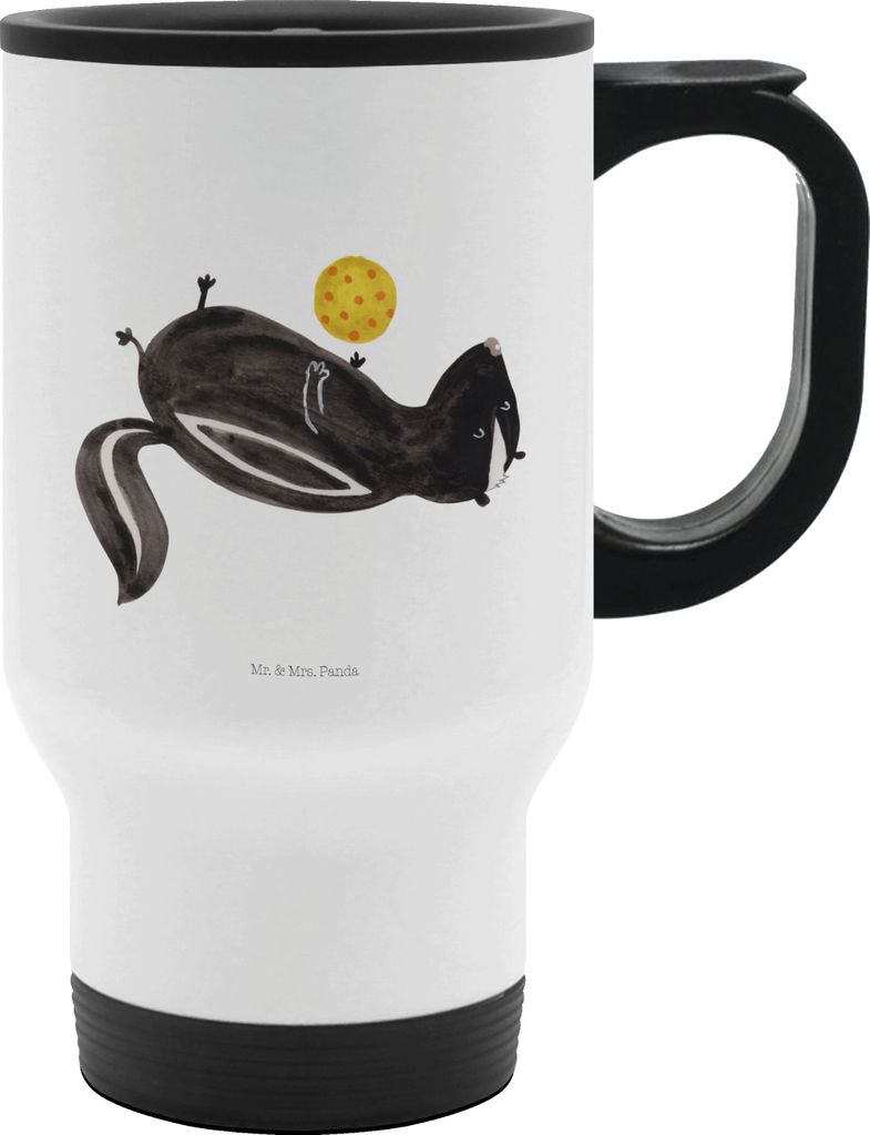 Mr. & Mrs. Panda thermosbecher Stinktier Ball - Weiß - Geschenk, Raubtier, To Go Becher, Weisheit, Thermobecher, Trinkbecher, Wildtier, Stinker, E...