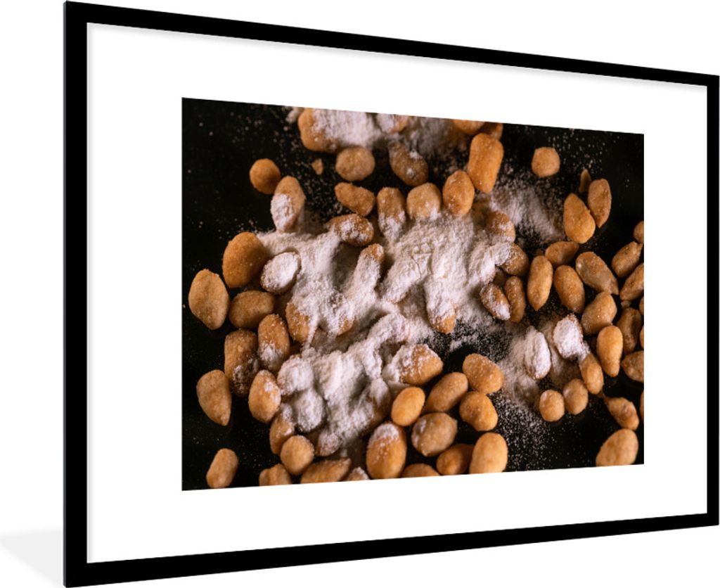 MuchoWow Gerahmtes Poster Gebackene, mit Mehl bestäubte Sonnenblumenkerne 90x60 cm - Poster mit Schwarzem Bilderrahmen Wandposter Rahmen Foto Bi...
