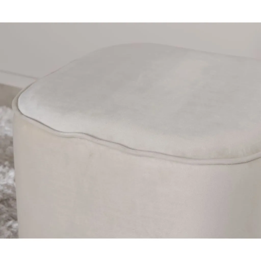 Pouf rond Ø44cm repose-pieds velours blanc assise d'appoint moderne - 10