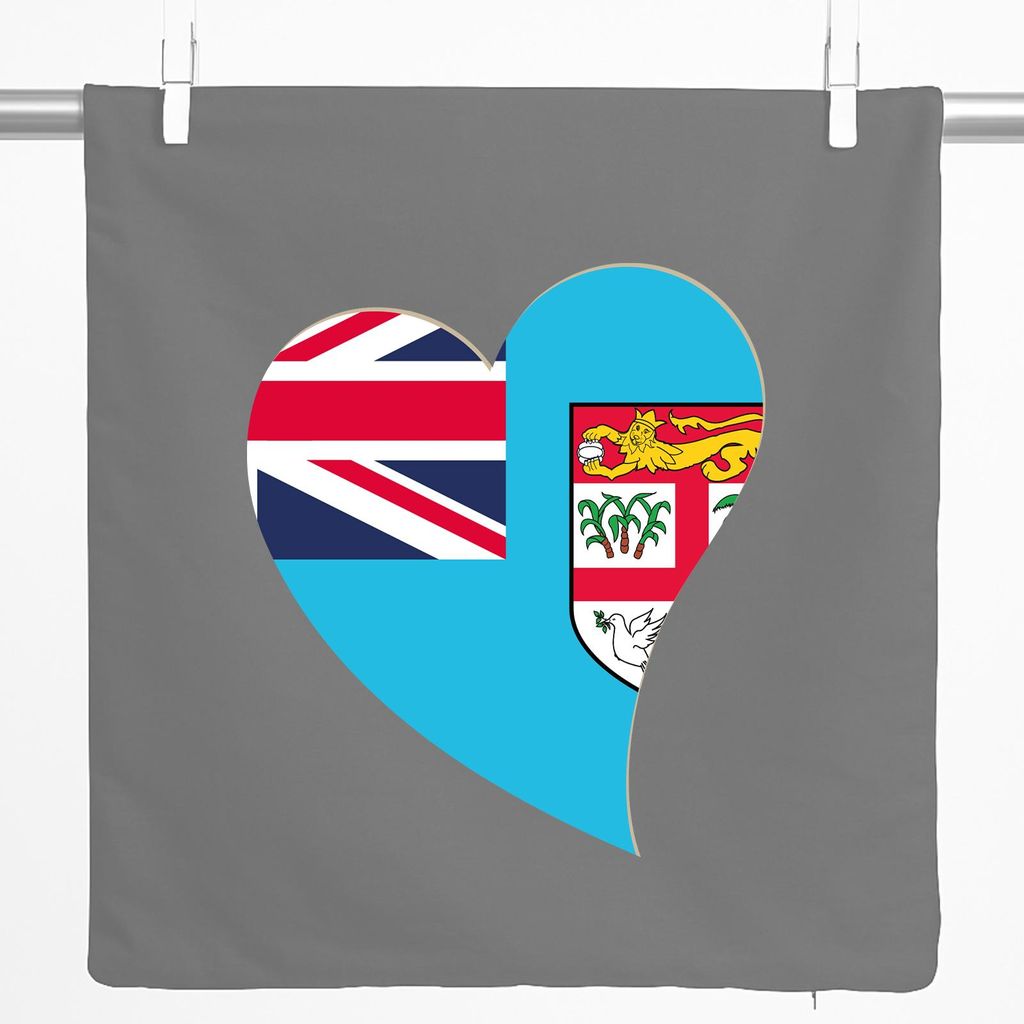 Huuraa Kissenbezug Fidschi Flagge Herz 40x40cm Steel Grey Baumwolle Dekokissenbezug Geschenkidee