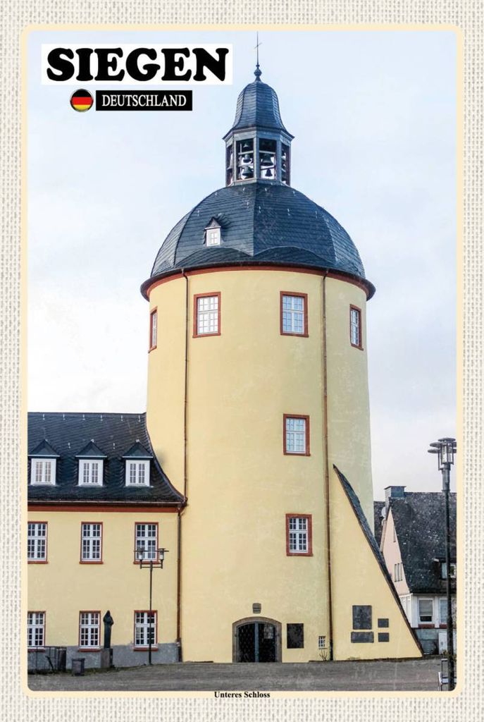 vianmo Holzschild 18x12 cm Siegen Unteres Schloss Gebäude Bildmotiv Reisemotiv Abenteuer Reisen