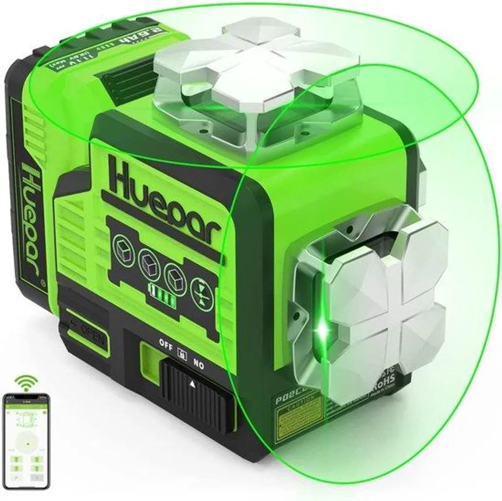 Niveau laser autonivelant double ligne 360° vert avec Bluetooth BT-20