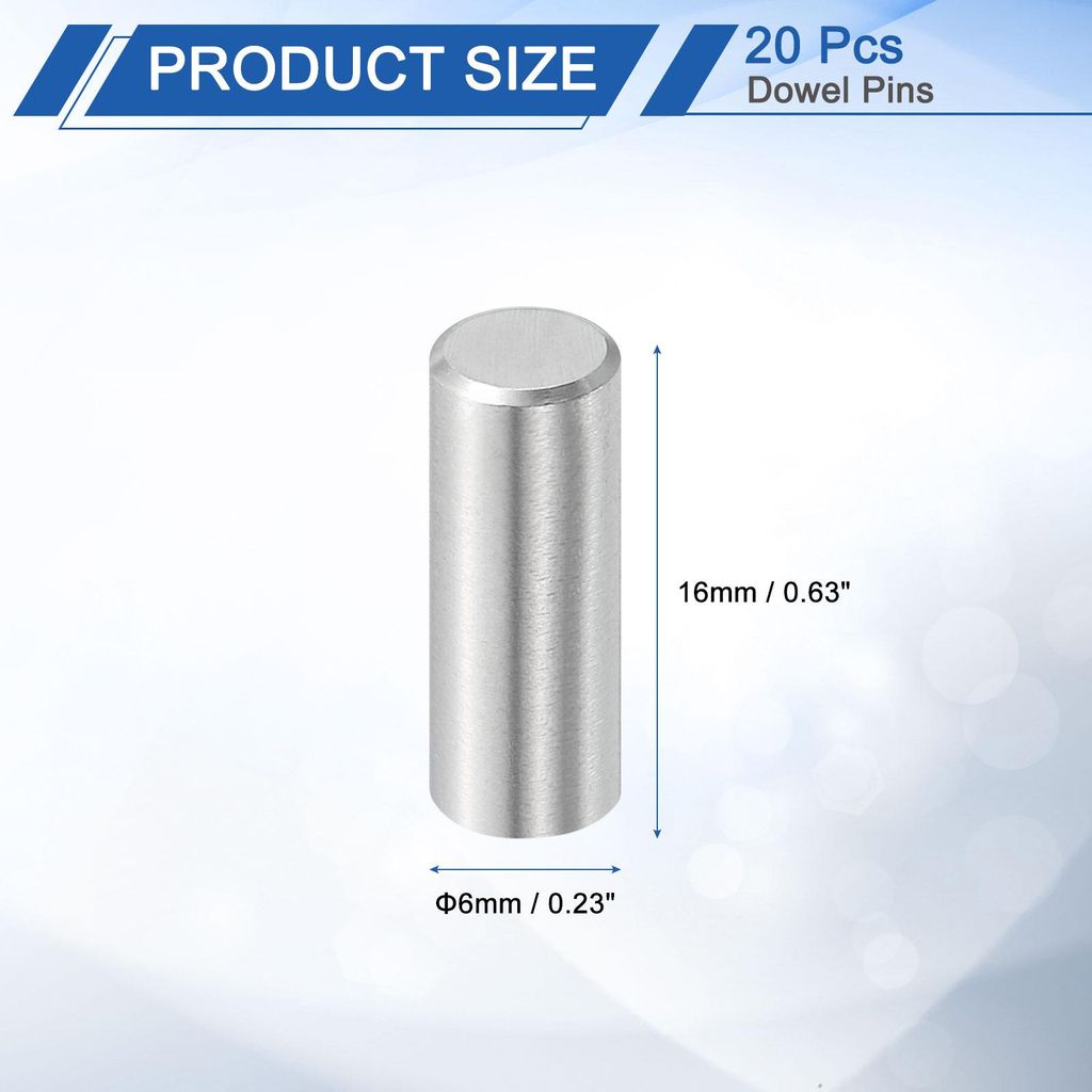 20 Stš¹ck Zylinderstifte 6 mm x 16 mm Metallstift, 316L Edelstahl Zylindrische Dš¹belstifte Regalstš¹tzstift Stange Befestigungselemente Meta...