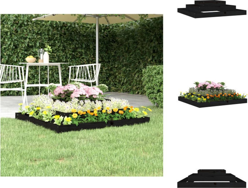 vidaXL Pflanzkübel Schwarz 110x110x27 cm Massivholz Kiefer - Blumentöpfe & Pflanzgefäße
