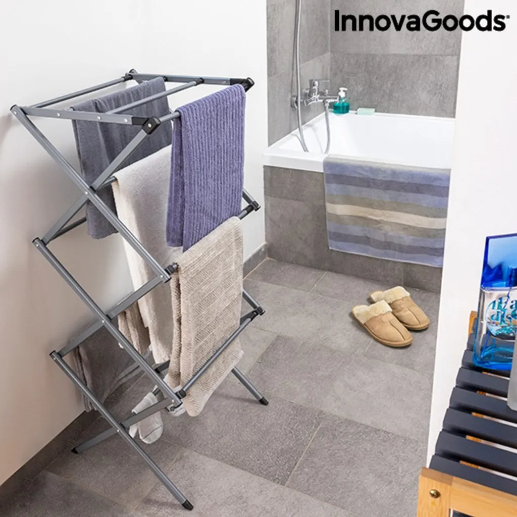 Étendoir à linge extensible 3 niveaux de hauteur en métal robuste - 22