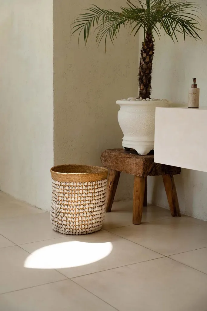 Panier Déco Pandan Marron et Blanc - Solution de Rangement Esthétique - 3