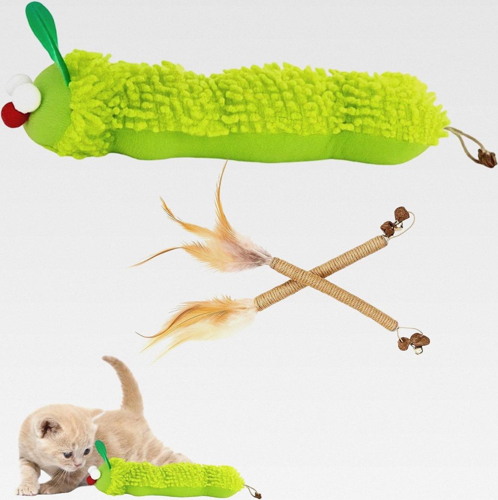 Katzenminze Spielzeug, Kauspielzeug Katze, Cat Toys, Katzenspielzeug Selbstbeschäftigung mit 1 Plüschkissen und 2 Kaustäbchen, Zahnpflege Katzen...