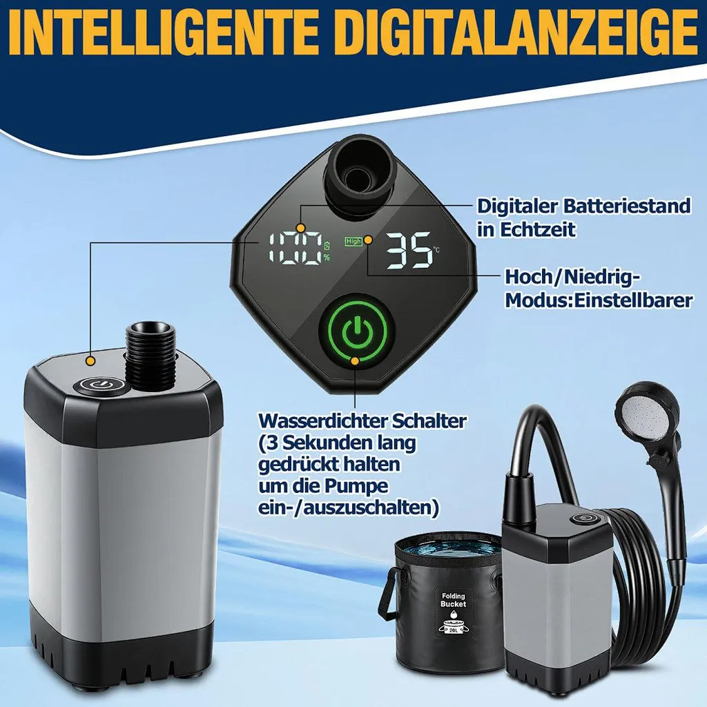 Izrielar Doccia Portatile 20L | Secchio Salvaspazio e Termometro LED - 9