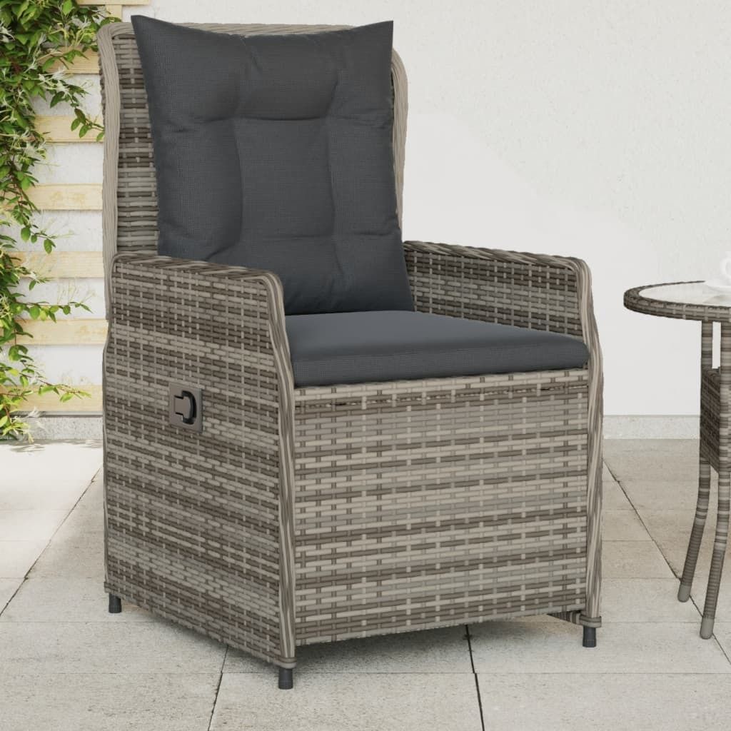 "im Angebot" Gartensessel 2 Stk. - bis 150 kg - Verstellbar Grau Poly Rattan - Stapelsessel CC16969
