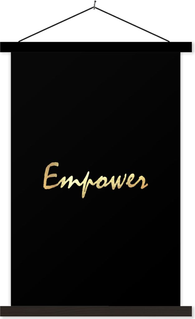 MuchoWow Textilposter Zitat - Leistung - Gold - Schwarz 120x180 cm mit schwarzem Rahmen - Fotos