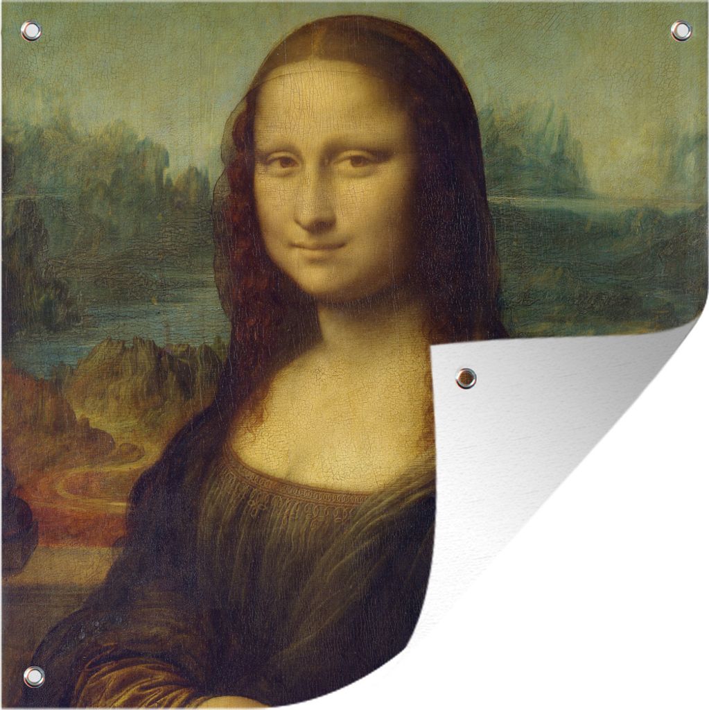 MuchoWow 100x100 cm Outdoor-Poster Gartendeko Sichtschutz Garten Poster für den Garten Mona Lisa - Leonardo da Vinci