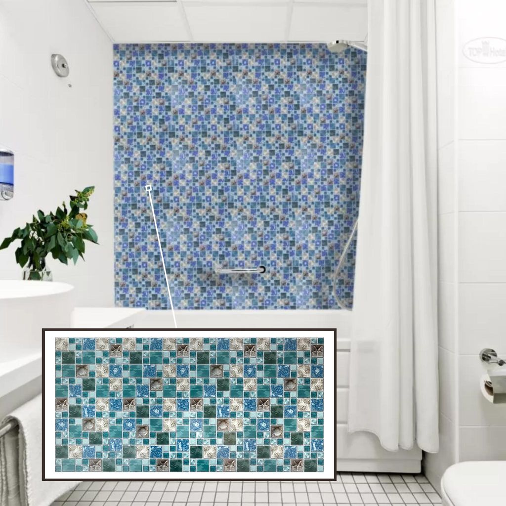 3D-Wandpaneele PVC | Mosaik Optik | Sea Breeze - 10 Platten - 5 m² | Für Wohnzimmer, Küche & Bad | Einfache DIY-Montage
