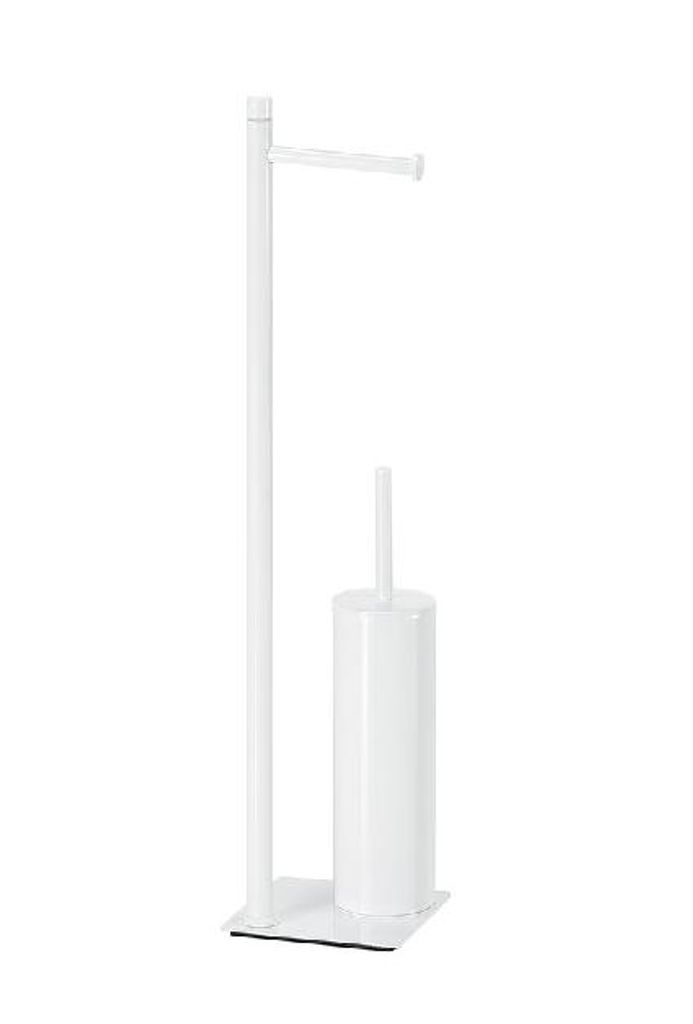 TRILLY Ständer mit Toilettenpapierhalter und WC-Bürste, eckig, weiß matt