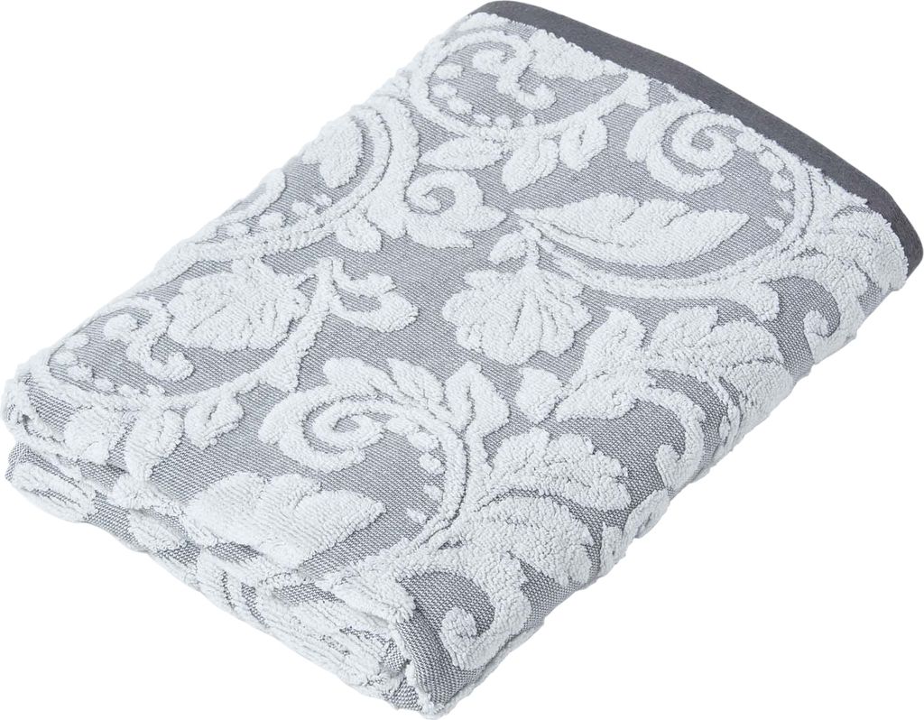 HOMESCAPES Duschtuch mit Damast-Muster 100% türkische Baumwolle 600g/m² Handtuch 70x127cm - silber