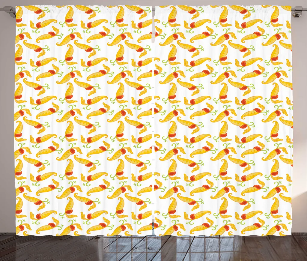 ABAKUHAUS Rideau Botanique Motif Floral Nepenthe 280x225cm Moutarde