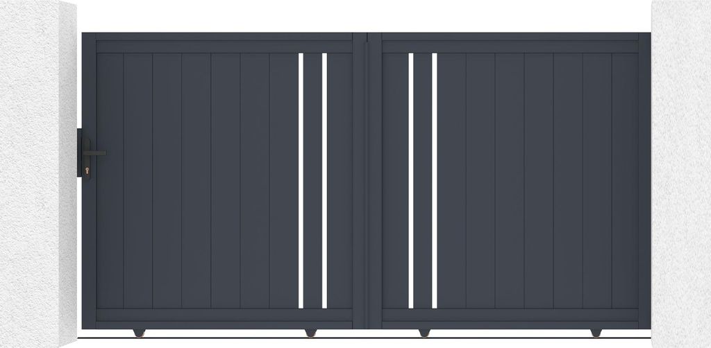 Schiebetor 3x1,6m GIONA + 2 EIFEL-Pfosten H.190cm Grau