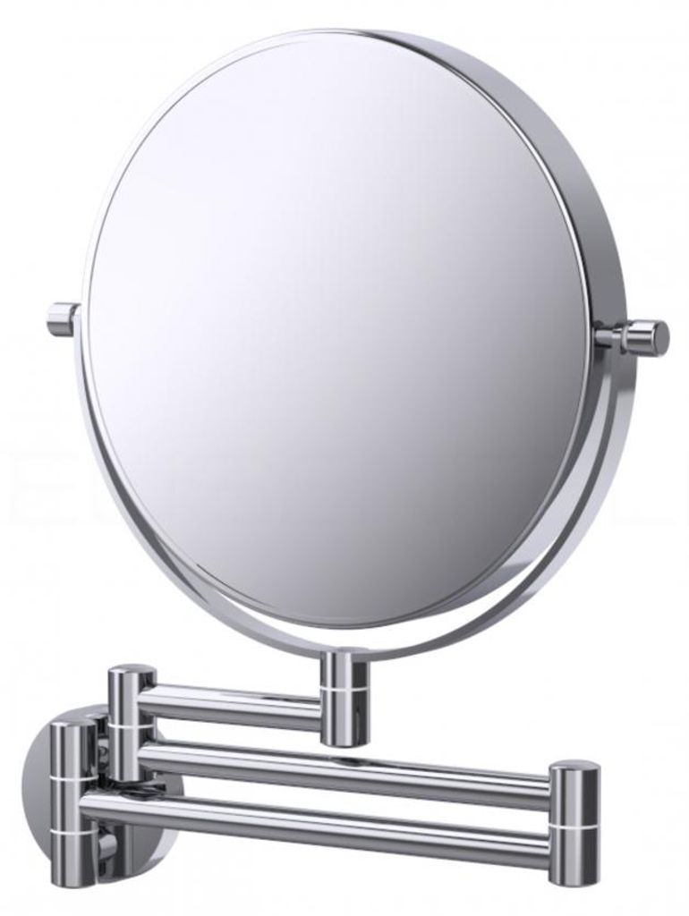 DEUSENFELD KW523C - Doppel Wand Kosmetikspiegel, 5x Vergrößerung + Normalspiegel, 3-Armig, Ø20cm, 360° vertikal und horizontal schwenkbar, verc...