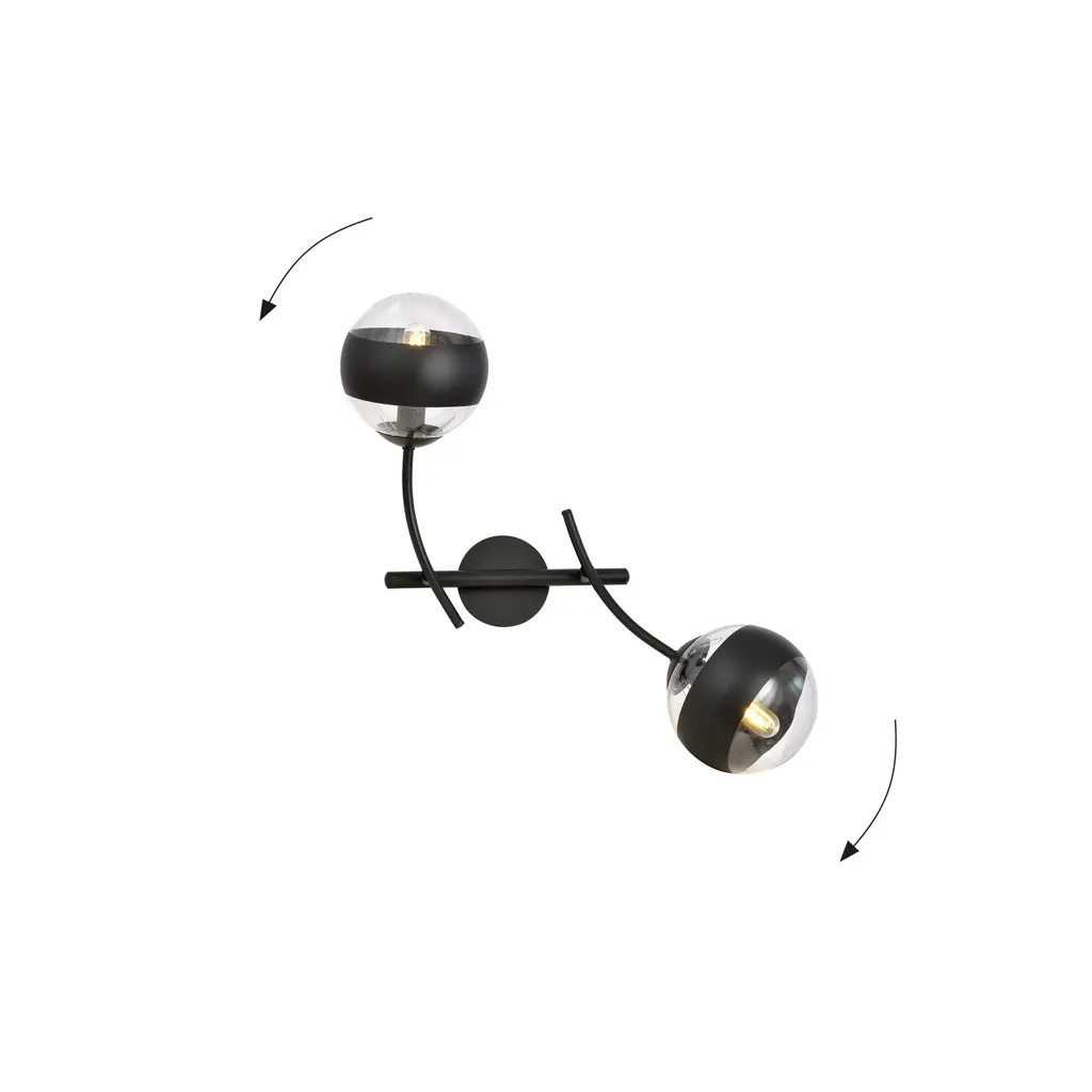Applique Noire HUNTER K2 : Solution Éclairage Mural Double E14 40W - 2