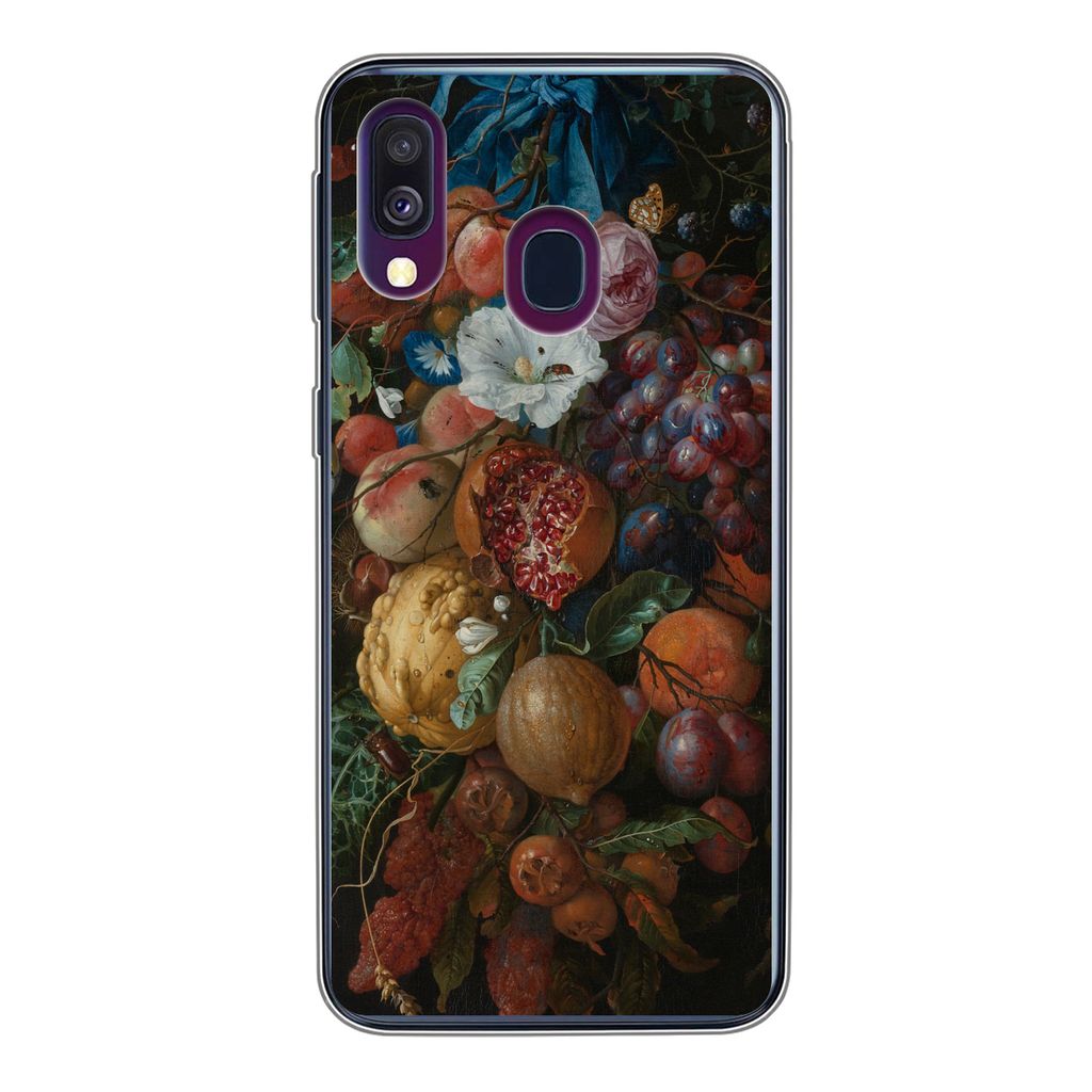 MuchoWow Handyhülle Schutzhülle Hülle für Samsung Galaxy A40 Früchte und Blumen - Gemälde von Jan Davidsz. de Heem Silikon Softcase Handy H...