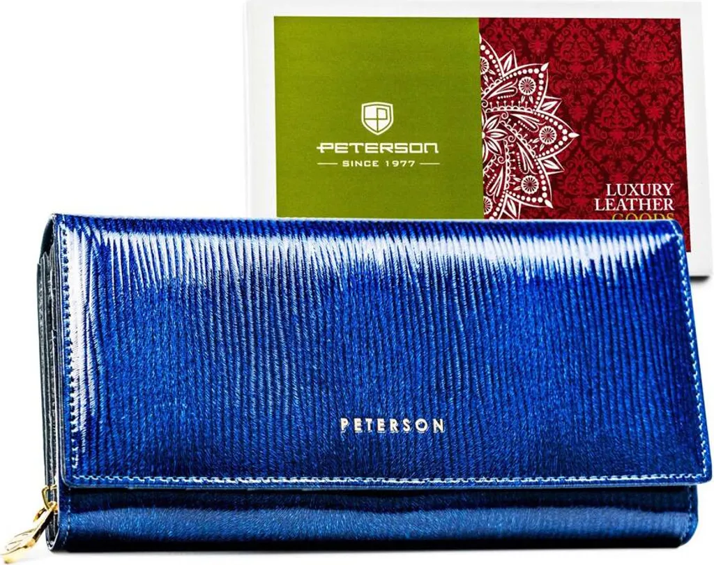 Porte-lettres Peterson en cuir bleu pour femmes avec compartiments 19x10