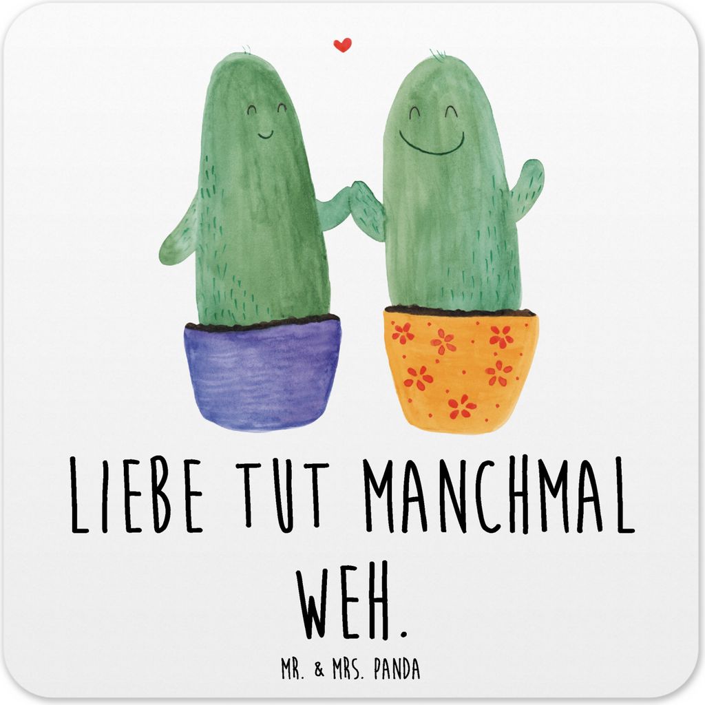 Mr. & Mrs. Panda Untersetzer für Gläser Kaktus Liebe 15er Set - Weiß - Geschenk, Hochzeit, Love, Freundschaft, Tassenuntersetzer, Verlobung, Gla...