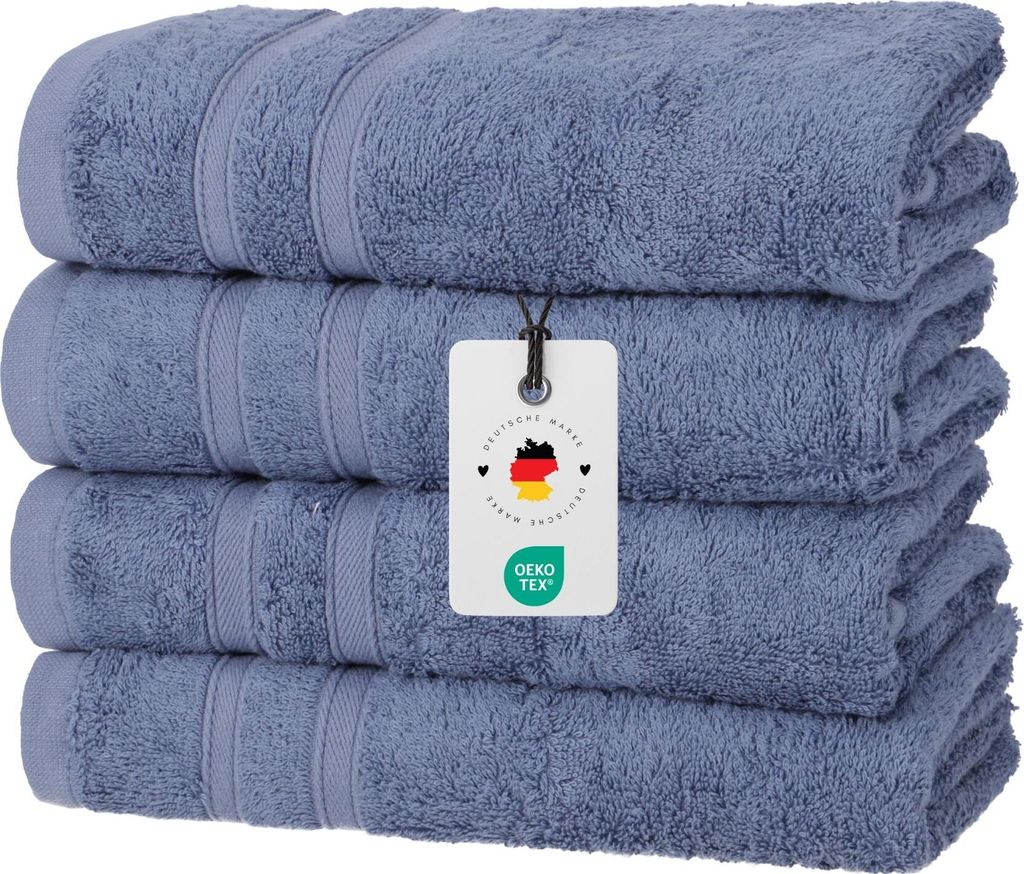 Handtücher 50x100 cm im 4er Set - 450g/m2, Handtuch Blau Produktbild 