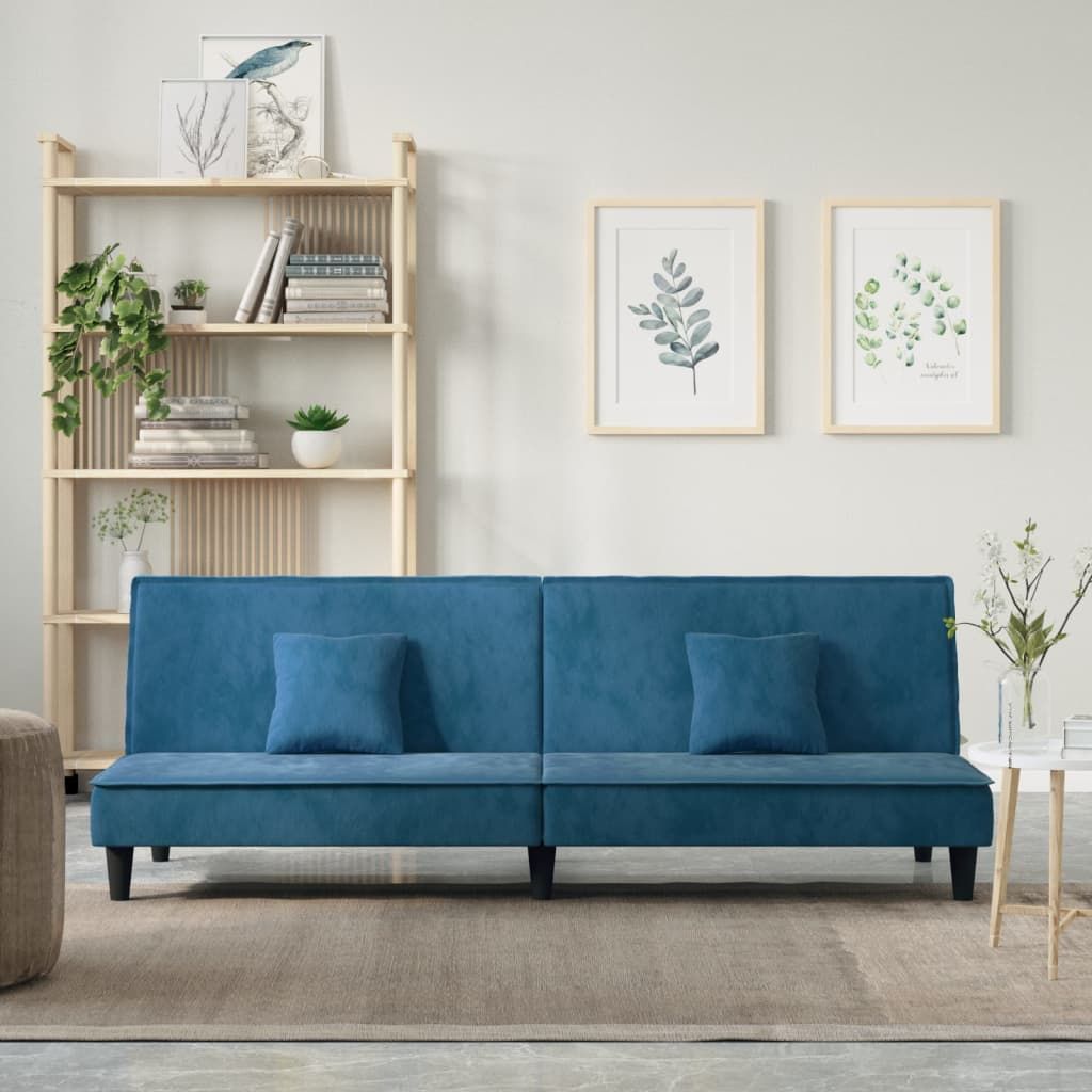 The Living Store Schlafsofa Blau Samt