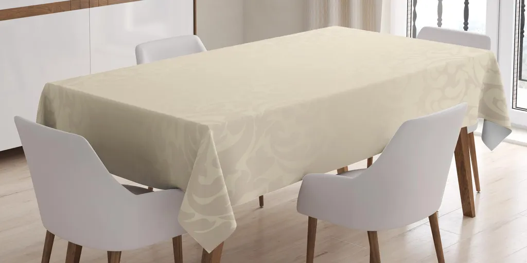 ABAKUHAUS Tovaglia Damascata Rettangolare 140x200 Cm, Motivo Vittoriano Bianco E Nero, Antimacchia, In Poliestere