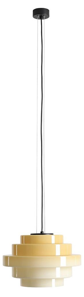 Hängelampe Metall Glas rund Ø 36 cm H: max. 220 cm Schwarz Nuss E27 Modern Hängeleuchte