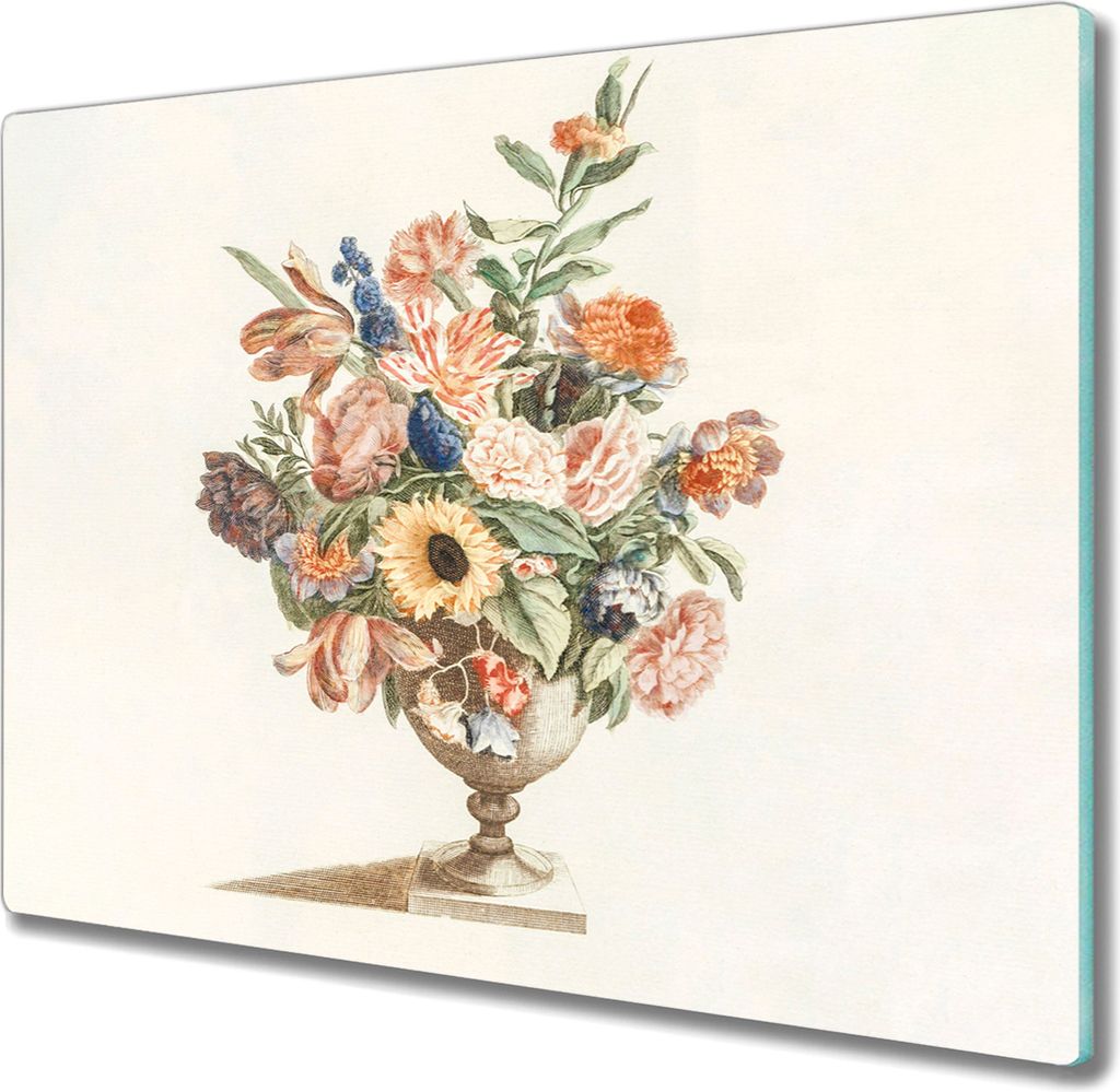 Coloray Herdabdeckplatte 60x52 cm Schneidebrett Kochplattenabdeckung Küchenbrett Hackbrett - Blumen Pflanzen