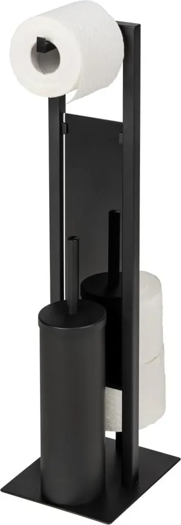 Set WC autoportant Rivalta noir pour salle de bain sans perçage - 5