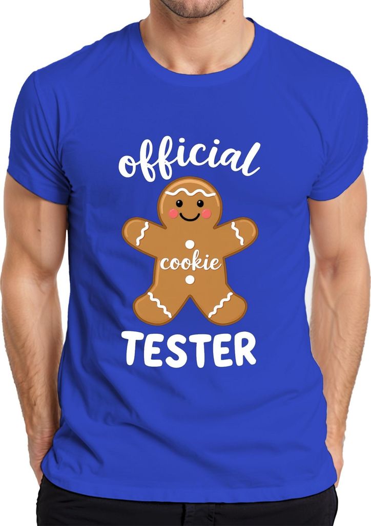 official cookie tester Lebkuchenmann Weihnachten Plätzchen Backen Herren T-Shirt, Blau, 3XL