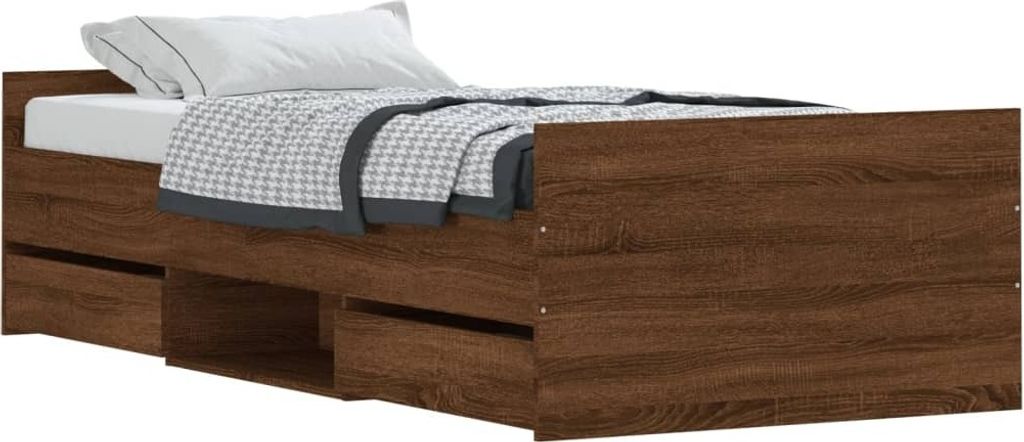 Bettgestell mit Kopf- und Fußteil Braun Eichen-Optik 90x200 cm