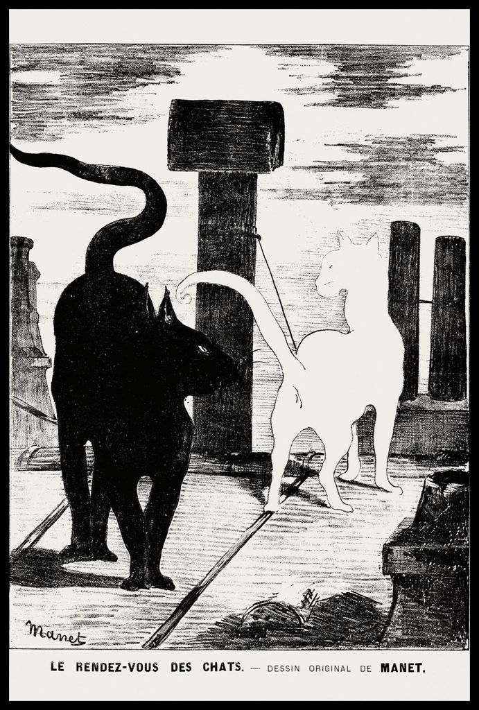 Plakat 61x91,5cm Das Katzenrendezvous, Édouard Manet zum Salon