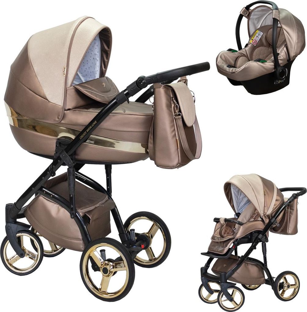 Kinderwagen-Set Vip Lux 4 in 1 inkl. Sportsitz, Autositz und umfangreichem Zubehör in Farbe Canyon Duo - in 21 Farben erhältlich