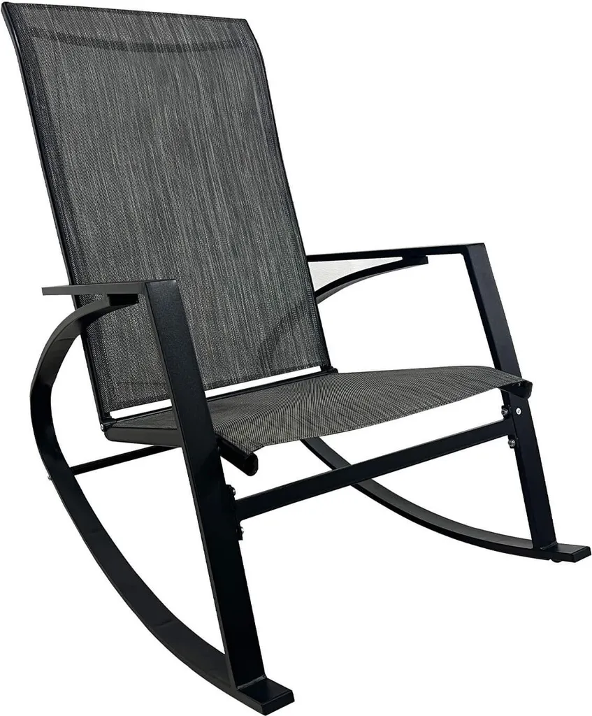 Fauteuil à bascule Rebecca Mobili Portakal Gris et Noir 94x104x60 cm