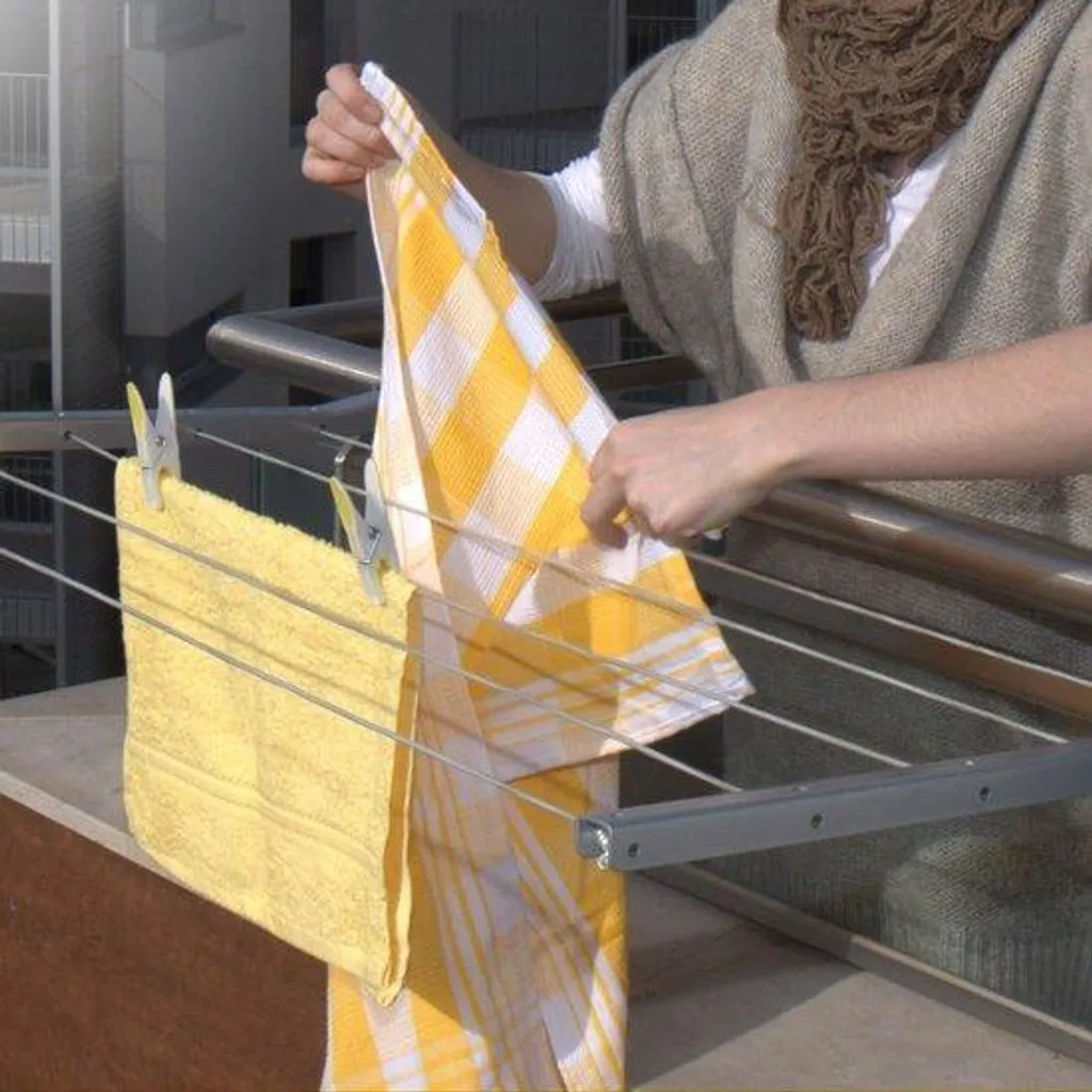 Tringle à vêtements réglable grise et pliable en acier inoxydable