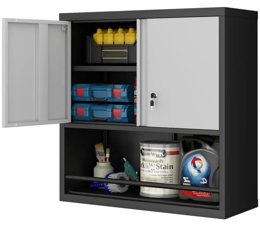 Armoire de rangement noire avec étagères réglables - Design moderne Modèle B12
