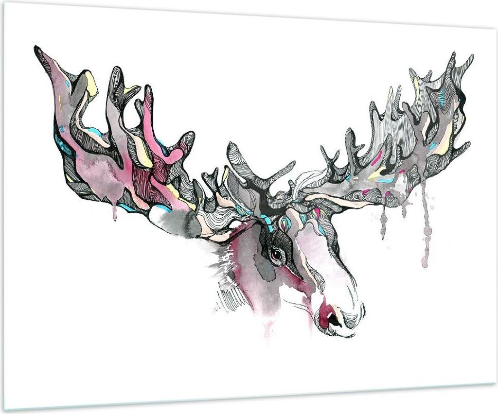 Bilder auf glas - Moose Bunt Kopf Abbildung - 100x70cm - Produktbild 
