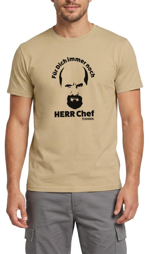 Spreadshirt Stromberg Outline Gesicht Mit Spruch Herr Chef Männer T-Shirt, XXL, Sandbeige