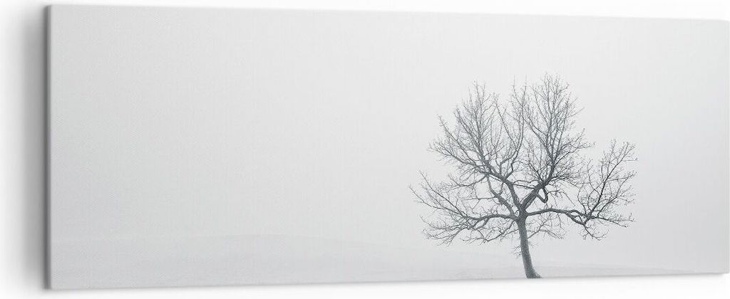 Bild auf Leinwand - Leinwandbild - Baum Feld Natur - 140x50cm - Wand Bild - Wanddeko - Wandbilder - Leinwanddruck - Bilder - Kunstdruck - Wanddekor...