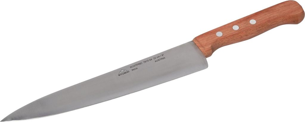 STUBAI Kochmesser mit Edelholzgriff, 220 mm, scharfes Küchenmesser aus Edelstahl, rostfrei, spülmaschinenfest