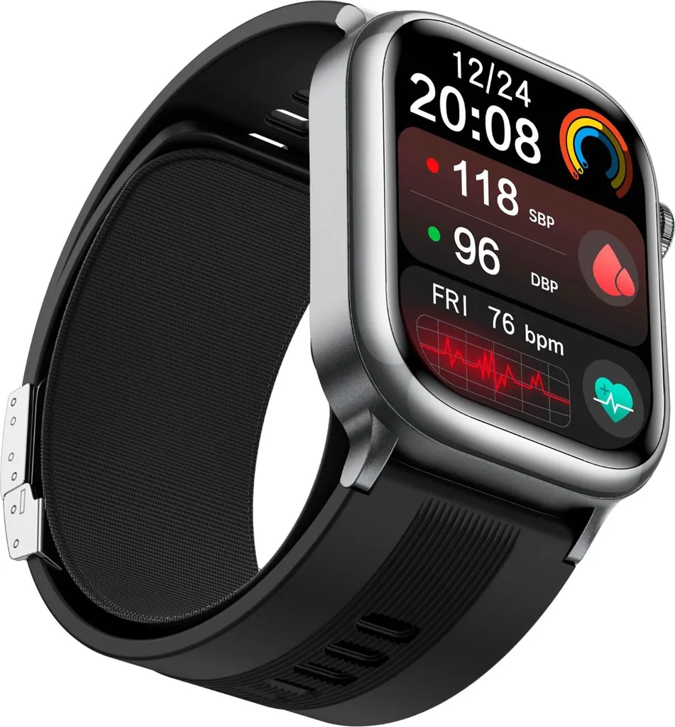Montre Connectée Santé avec Mesure de Tension et ECG Écran AMOLED Noir - 8