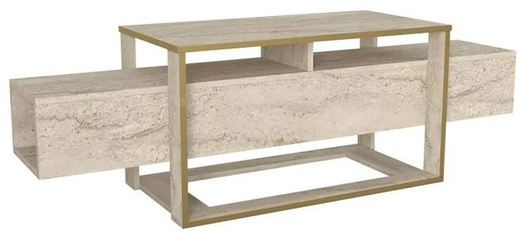Banc TV design Bianco 150x43x35 cm en travertin pour intérieur élégant