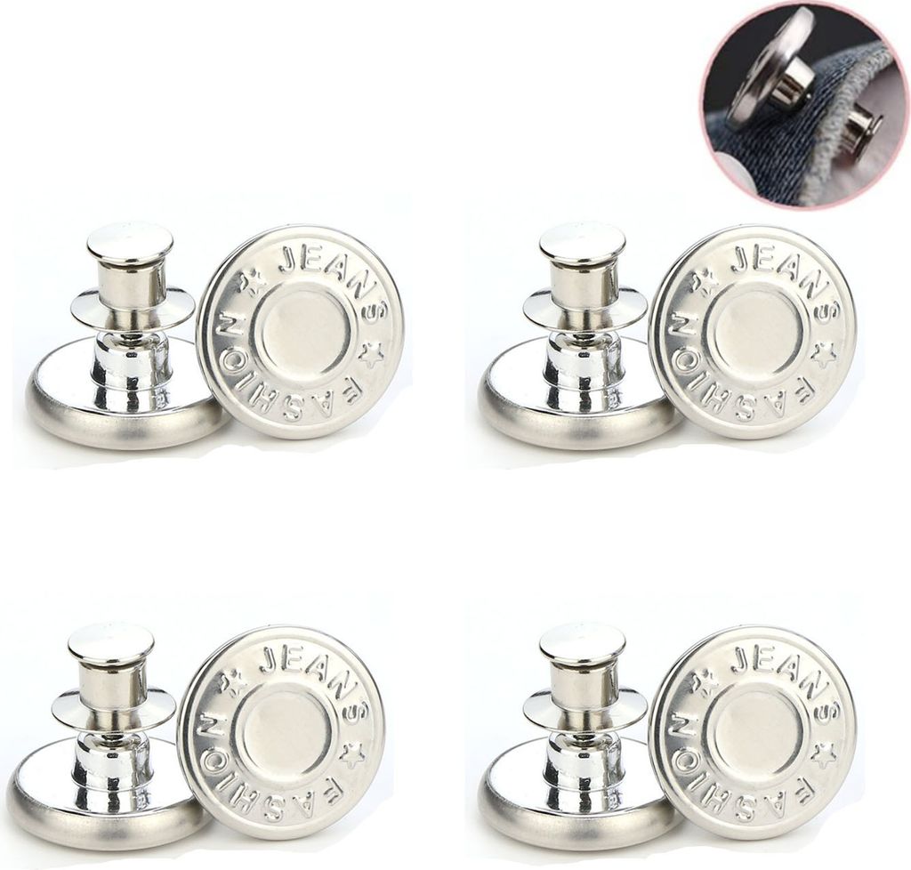 4 Stück Hosenbund Enger Machen, 17mm Knöpfe Hosen Enger Machen,, DIY Jeansknopf, Hosen Enger Machen, zum Reduzieren der Hosengröße