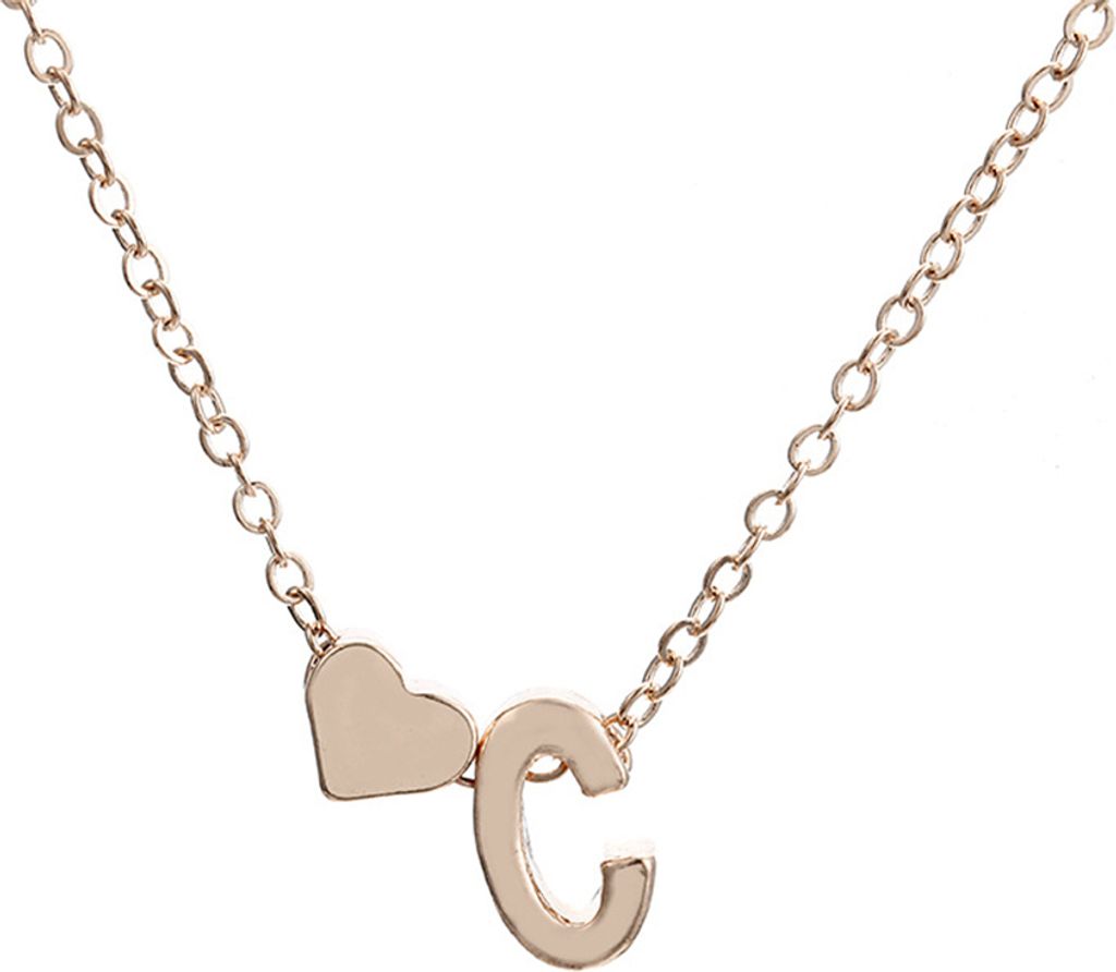AZ 26 Großbuchstabe Herz Anhänger Mode Frauen Kette Halskette Schmuck Geschenk-Golden C