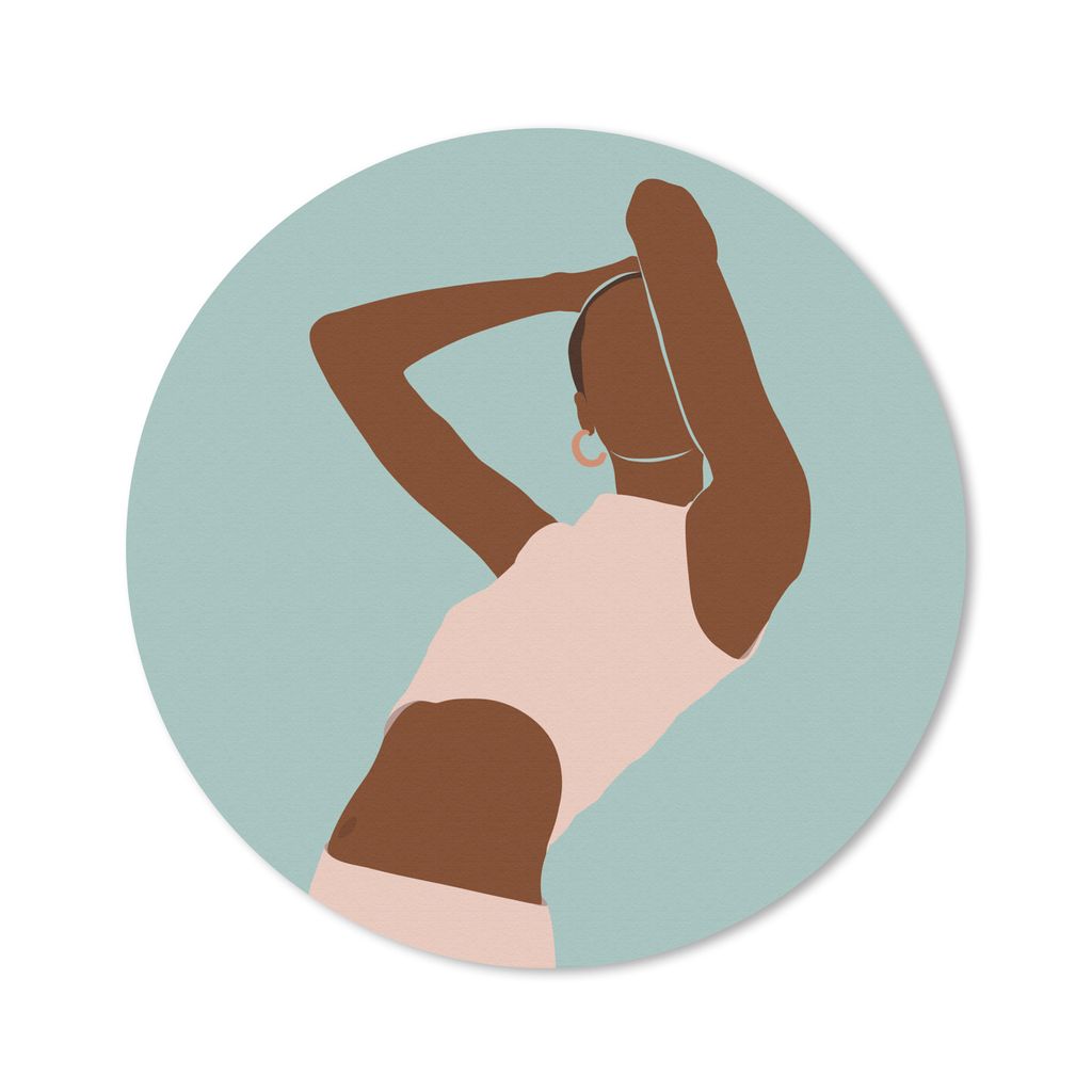 MuchoWow Mauspad Mousepad Sommer - Frau - Abstrakt - Pastell 20x20 cm - Mousepads - Maus Mat - Pad - Mausunterlage - Schreibtischmatte